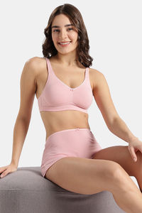 Jockey Wirefree Non Padded Super Combed Cotton Elastane Stretch Full Coverage Everyday Bra with Concealed Shaper Panel - Crush N Blush — thumbnail 5
